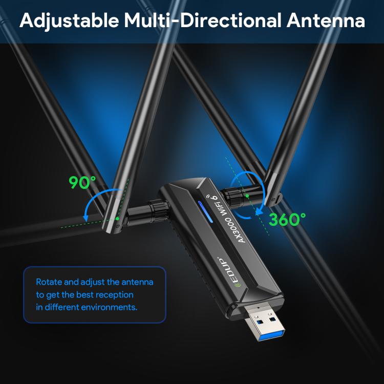 EDUP EP-AX1672 AX3000 USB 3.0 Wireless WiFi 6E Adapter 802.11g High Power Wireless USB Adapter 2.4GHz & 5GHz & 6GHz with Chipset MT7621AU EDUP EP-AX1672 AX3000 USB 3.0 Wireless WiFi 6E Adapter 802.11g High Power Wireless USB Adapter 2.4GHz & 5GHz & 6GHz with Chipset MT7621AU